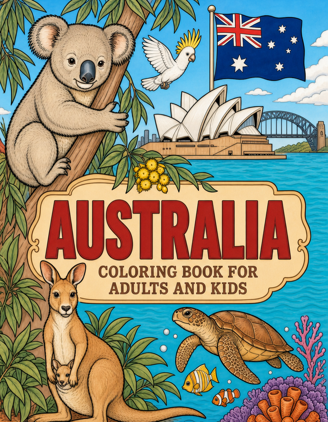 Australia Travel Coloring Book