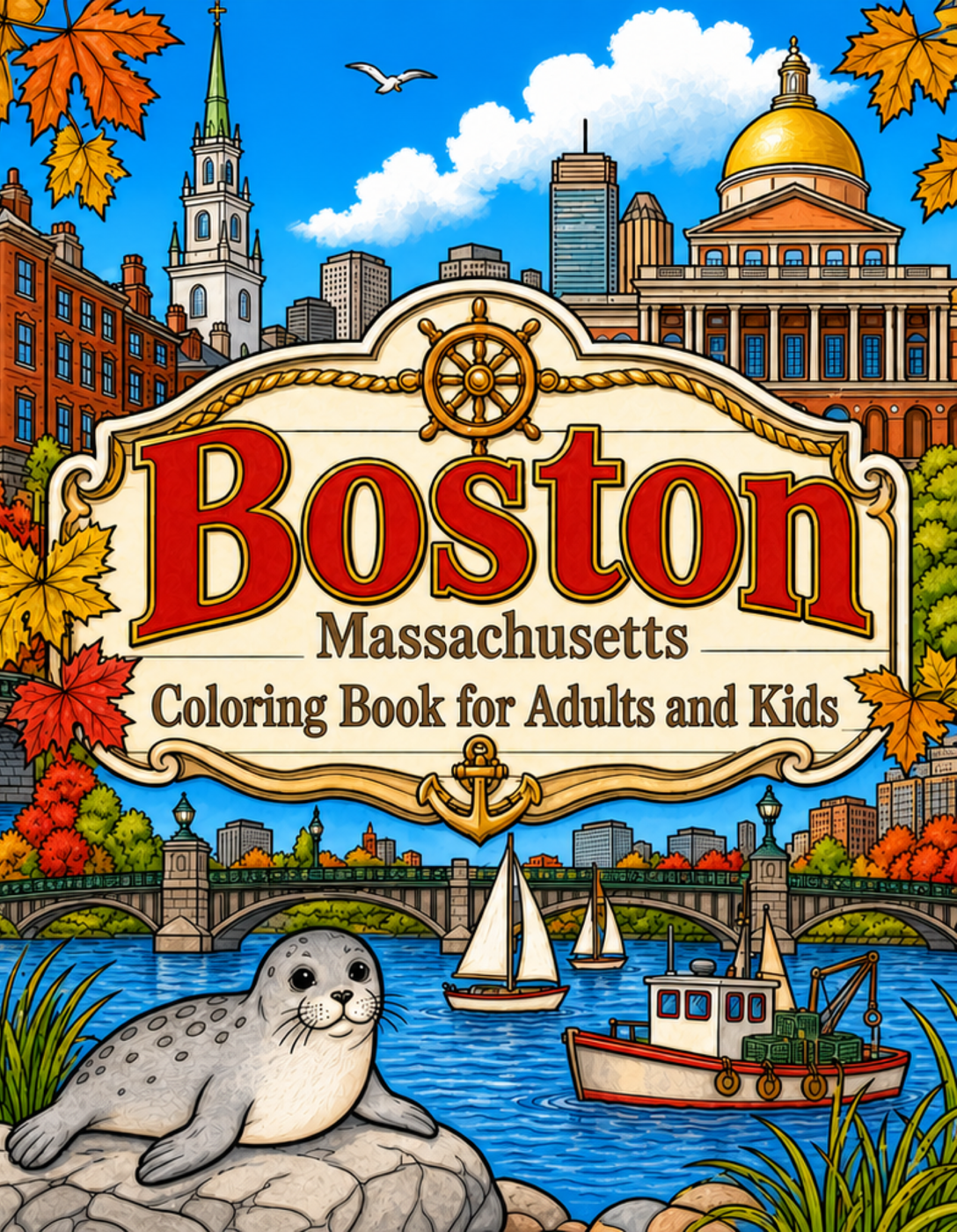Boston Travel Coloring Book Cover