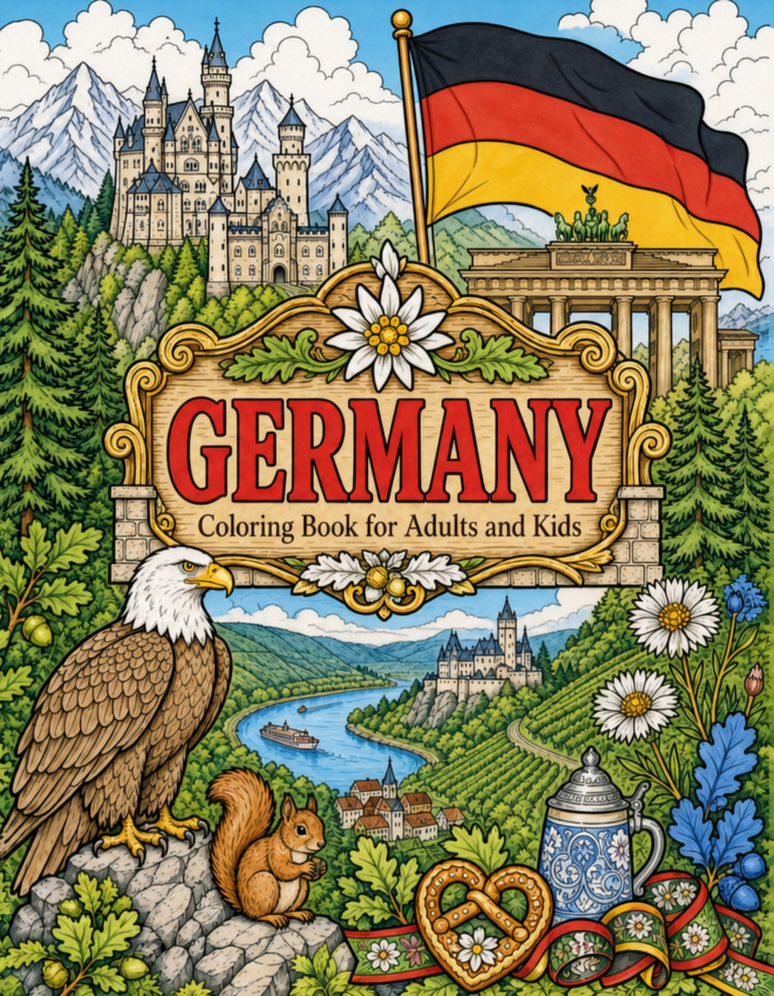 Germany Travel Coloring Book Cover