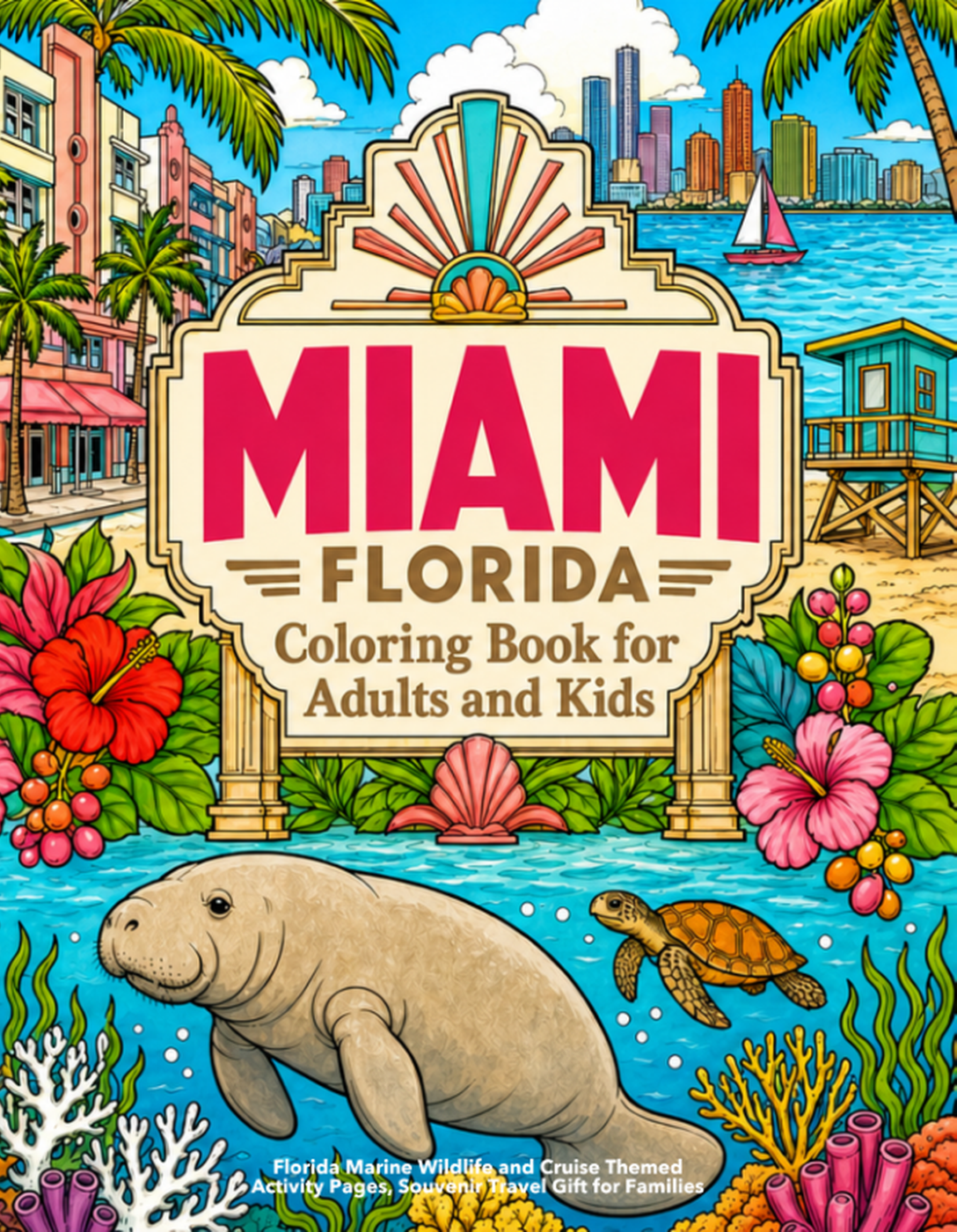 Miami Florida Travel Coloring Book Cover