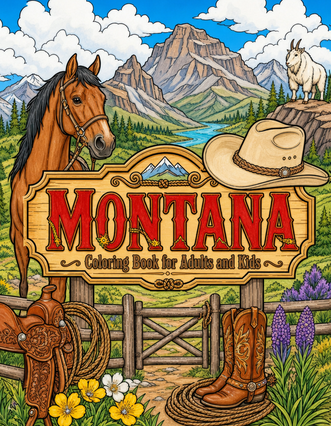 Montana Travel Coloring Book Cover