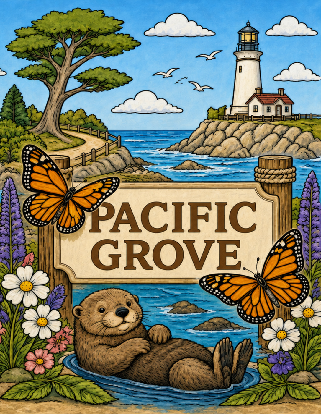 Pacific Grove California Travel Coloring Book Cover