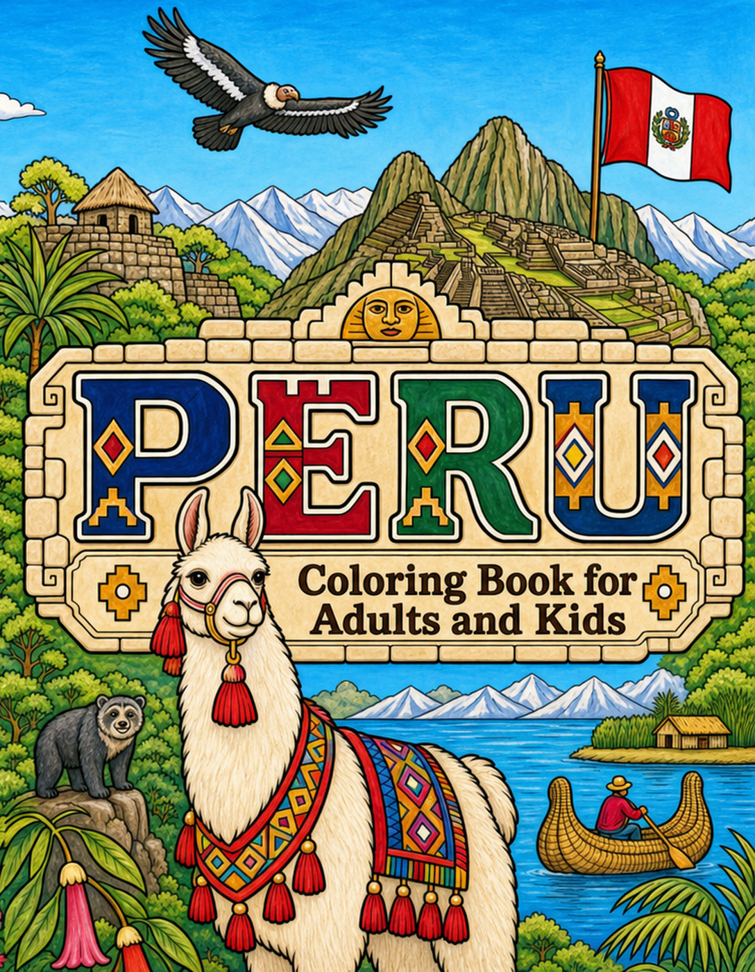 Peru Travel Coloring Book Cover