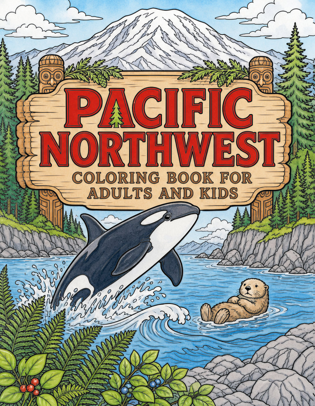 Pacific Northwest (PNW) Travel Coloring Book Cover