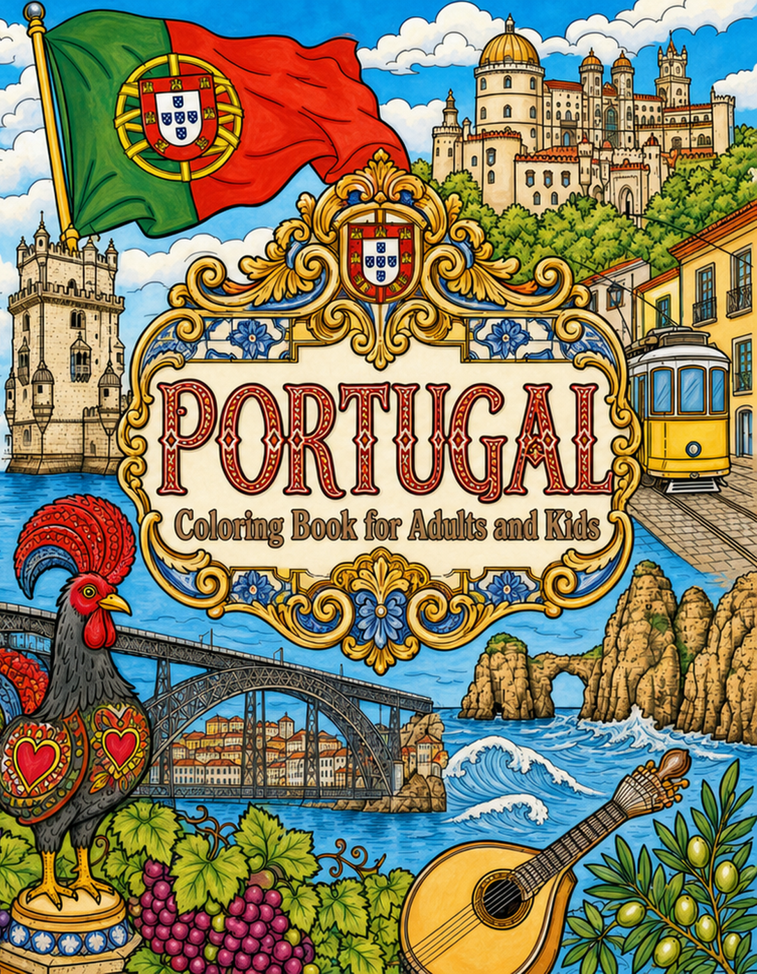 Portugal Travel Coloring Book Cover