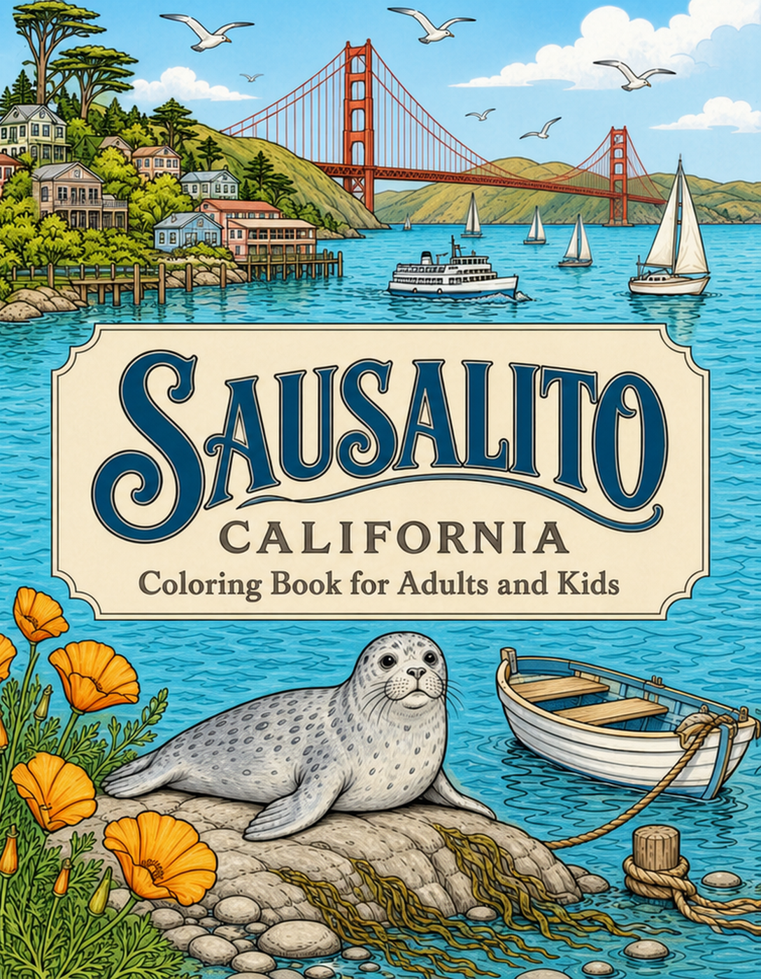 Sausalito California Travel Coloring Book Cover