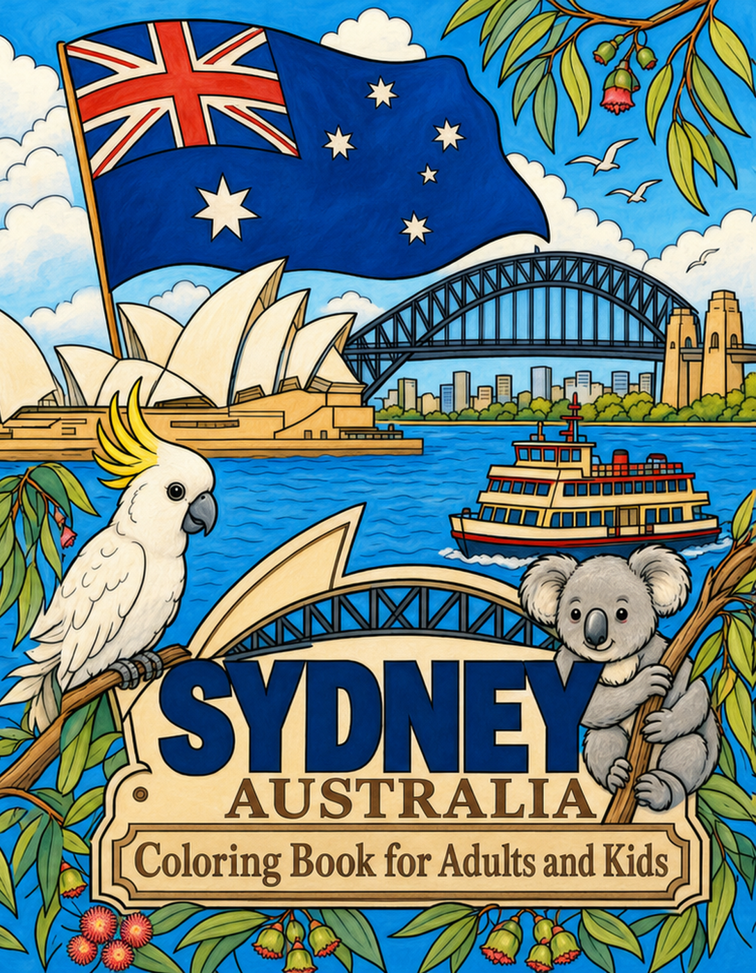 Sydney Australia Travel Coloring Book Cover